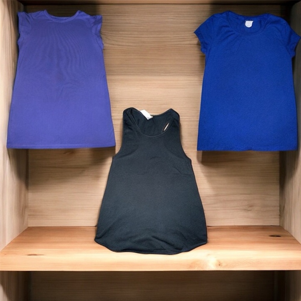 💜 Girls 3-PC Basic Tops Bundle | Purple Blue Black | Size 6/7
